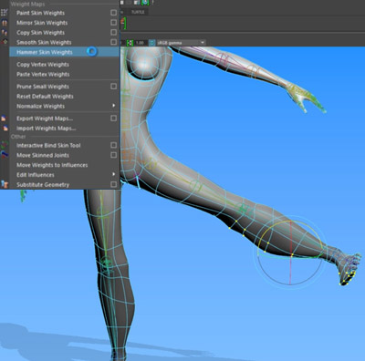 how to rig in maya hammer skin weights screen